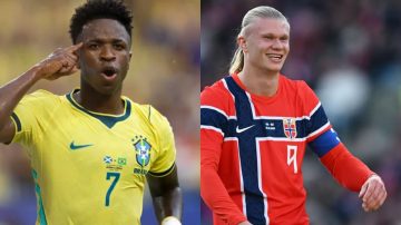 Vinícius Jr. e Erling Halland: confronto é projetado com forte equilíbrio técnico entre ambas as equipes (Foto: Reprodução)